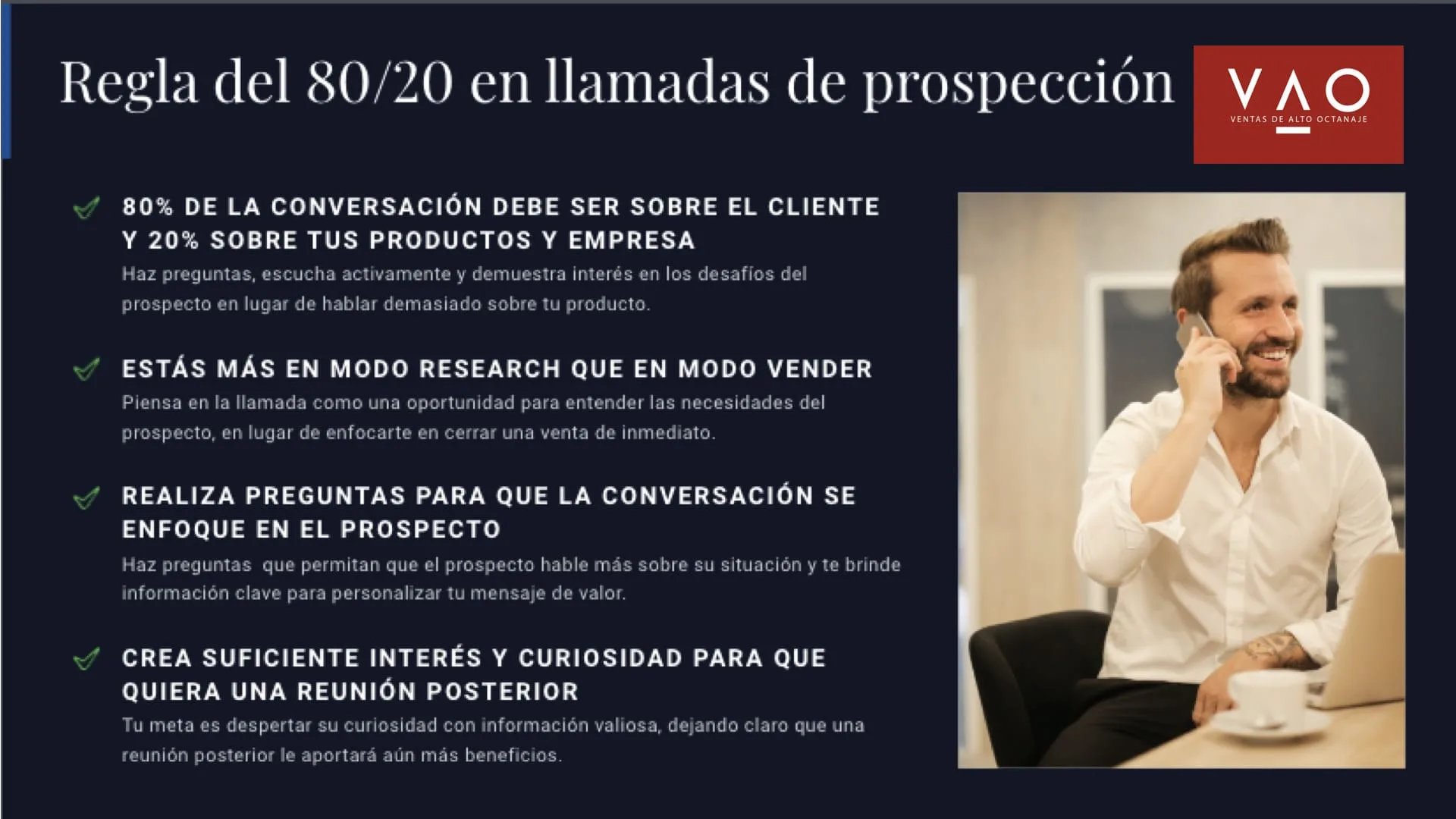 Regla del 80:20 en llamadas de prospección